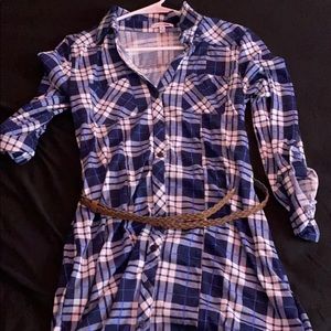 Fashion nova flannel dress with attached belt